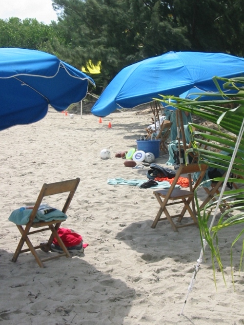 Pleasant beach setup at rest stop